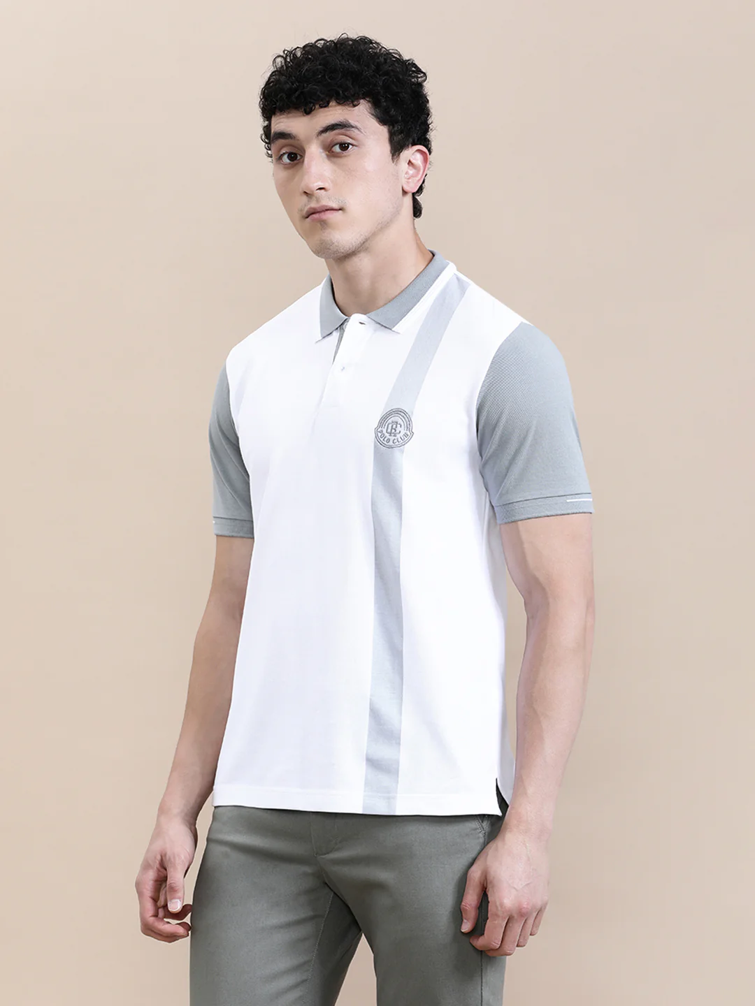 Panel Print Polo with Cheese Embroidery