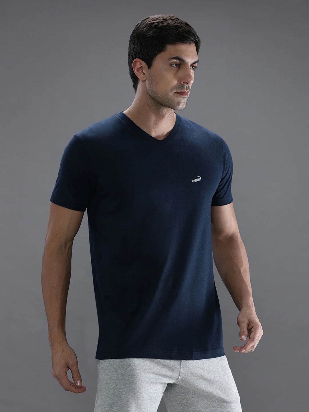 Navy Solid Casual T-Shirt