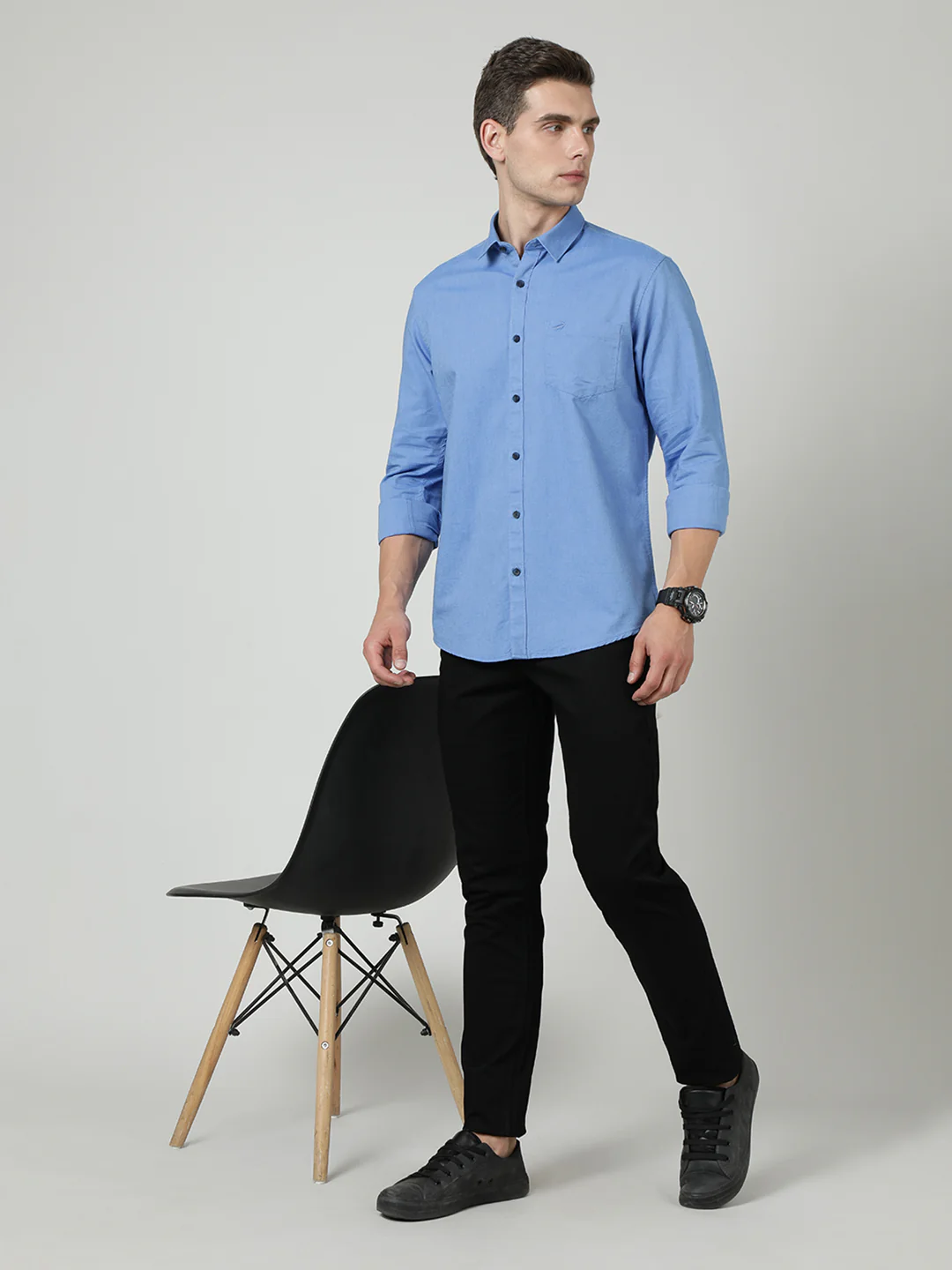 Blue Solid Full Sleeve Shirt