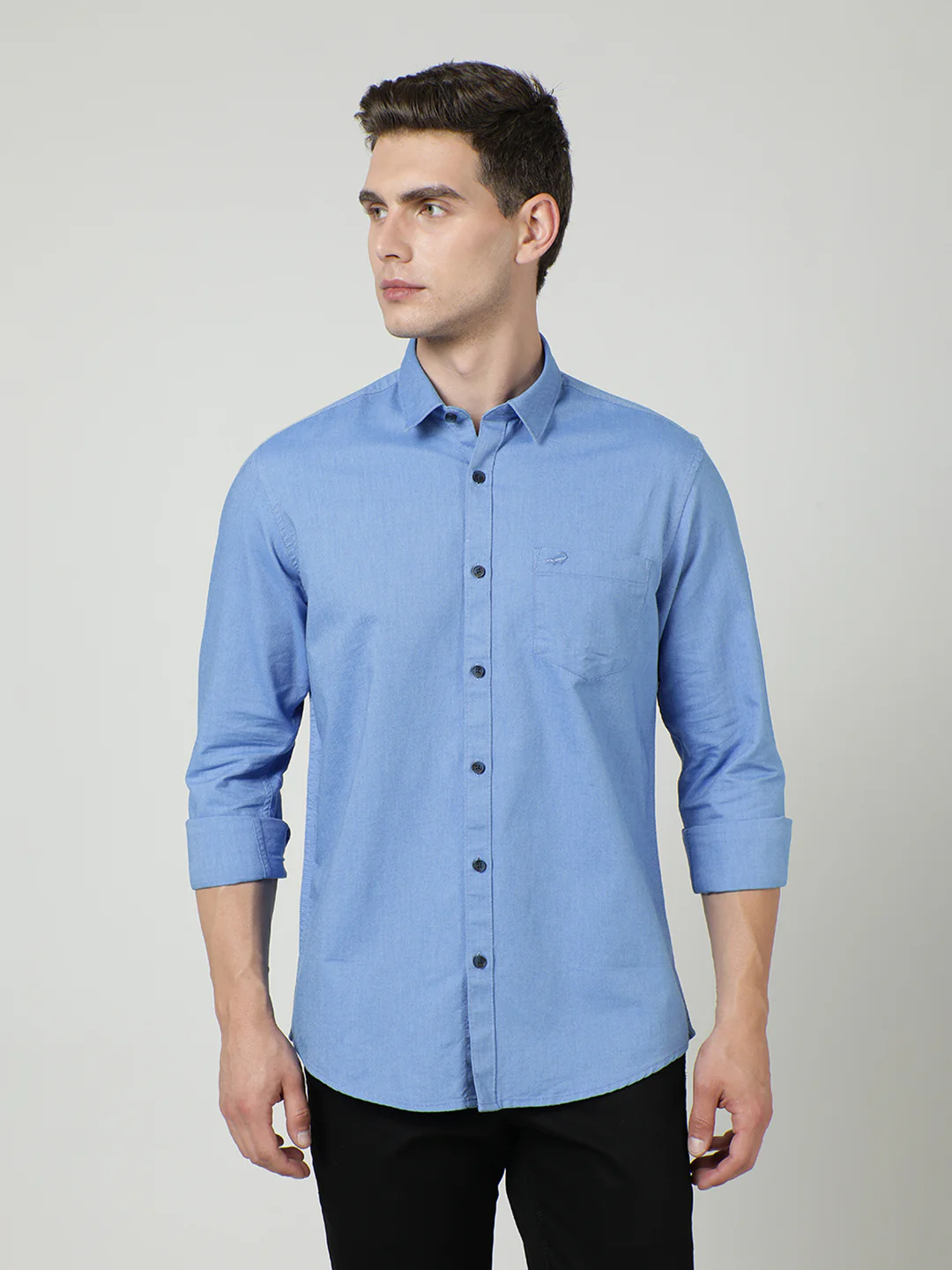 Blue Solid Full Sleeve Shirt