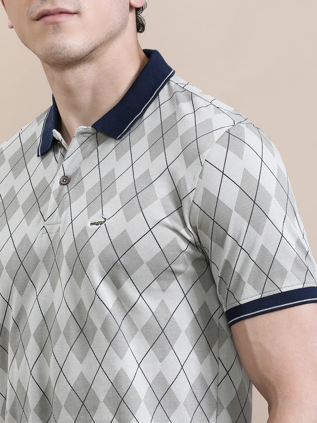 Diamond AOP Slim Fit Polo Black