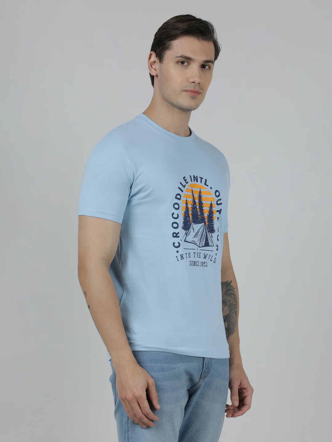 Pack Of 2 Typography Printed Slim Fit Cotton T-shirts