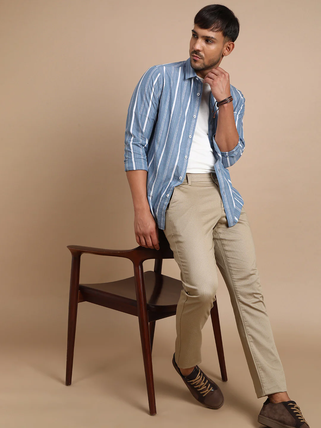 Blue Casual Striped Full Sleeve 100% Cotton Shirt