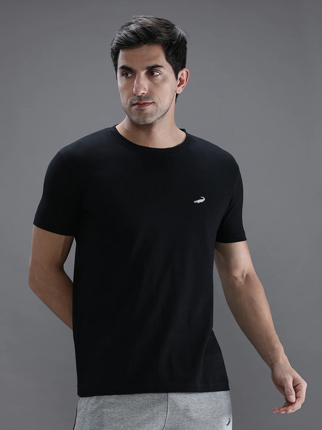 Black Solid Casual T-Shirt