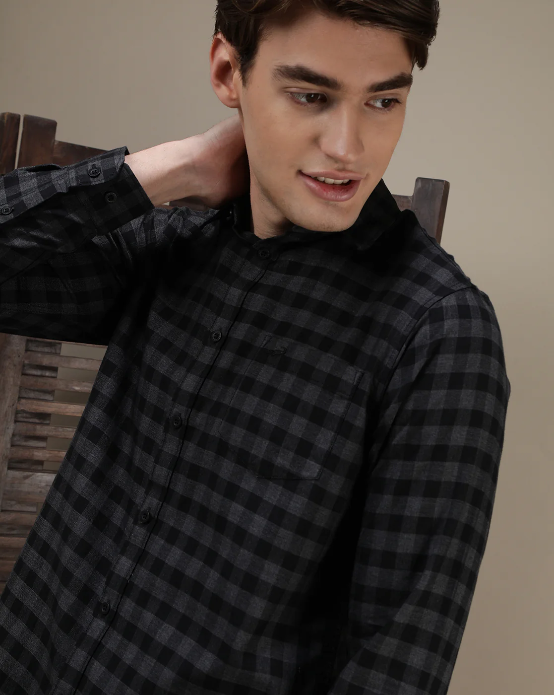 Black Checked Full Sleeve Shirt