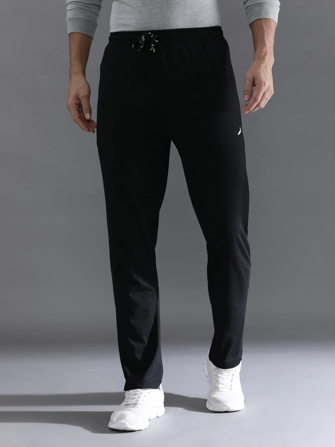 Solid Black Regular Fit Track Pant