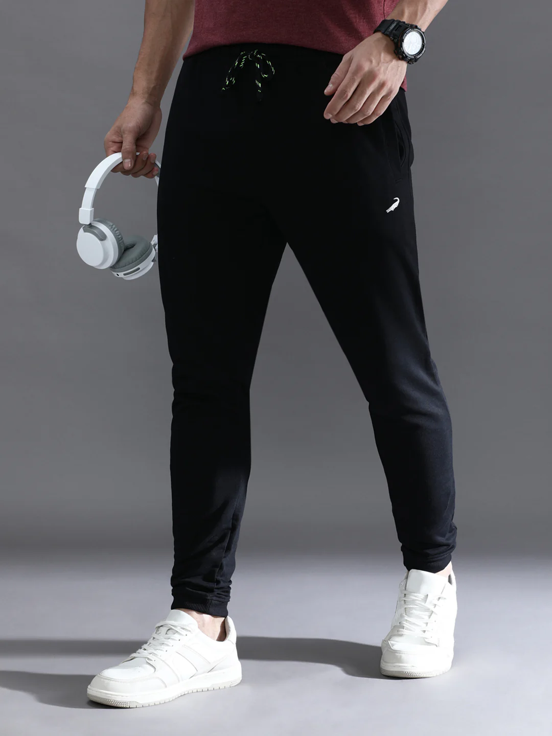Solid Black Comfort Fit Joggers