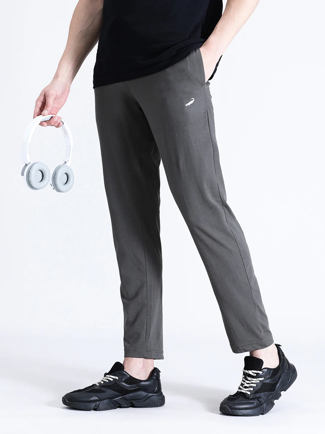 Solid Dark Olive Green Track Pant