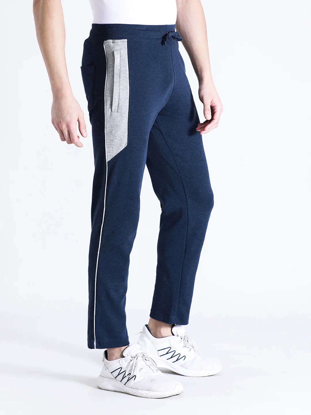 Solid Slim Fit Blue Track Pant