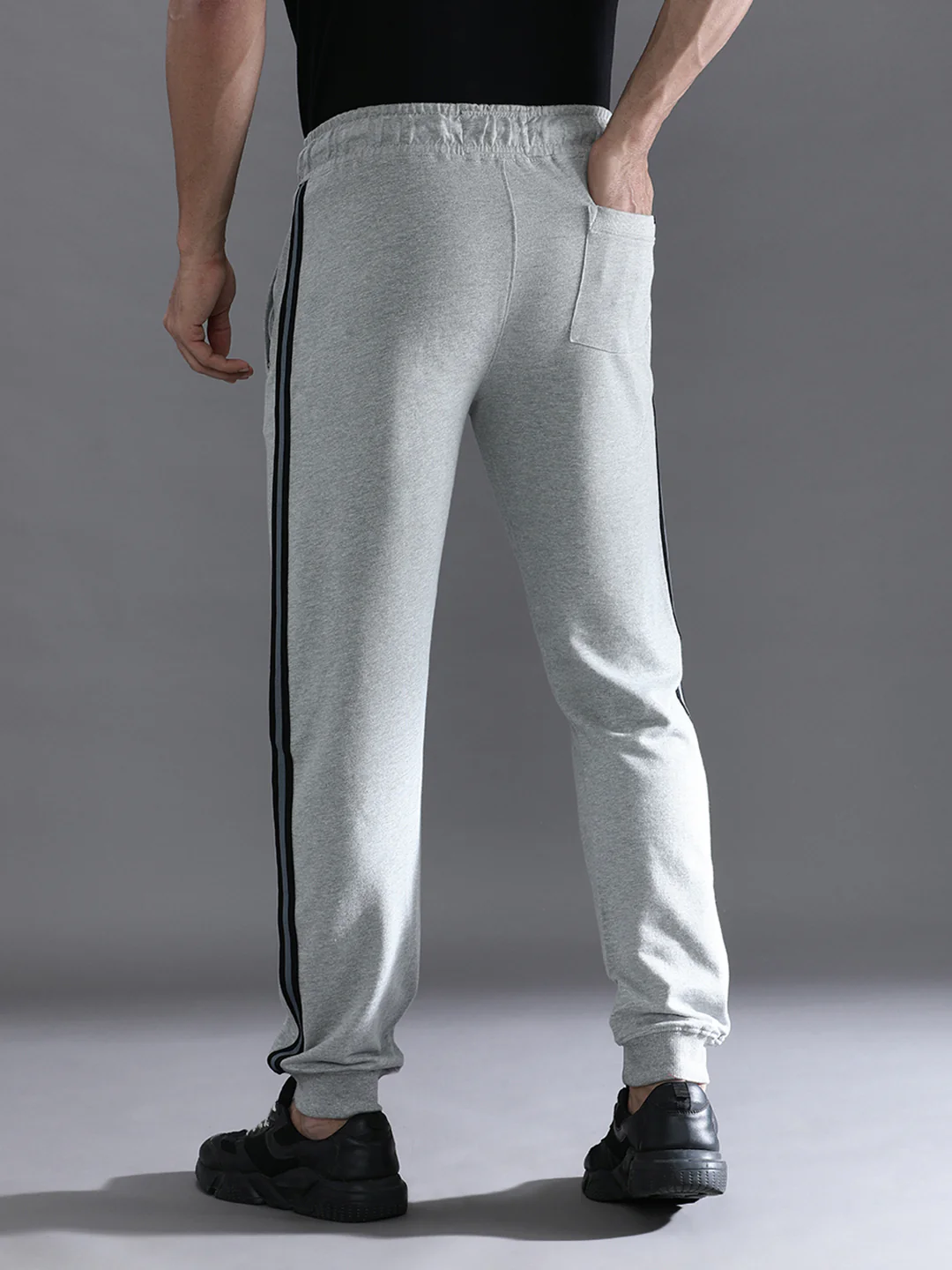 Solid Classic Fit Grey Melange Joggers