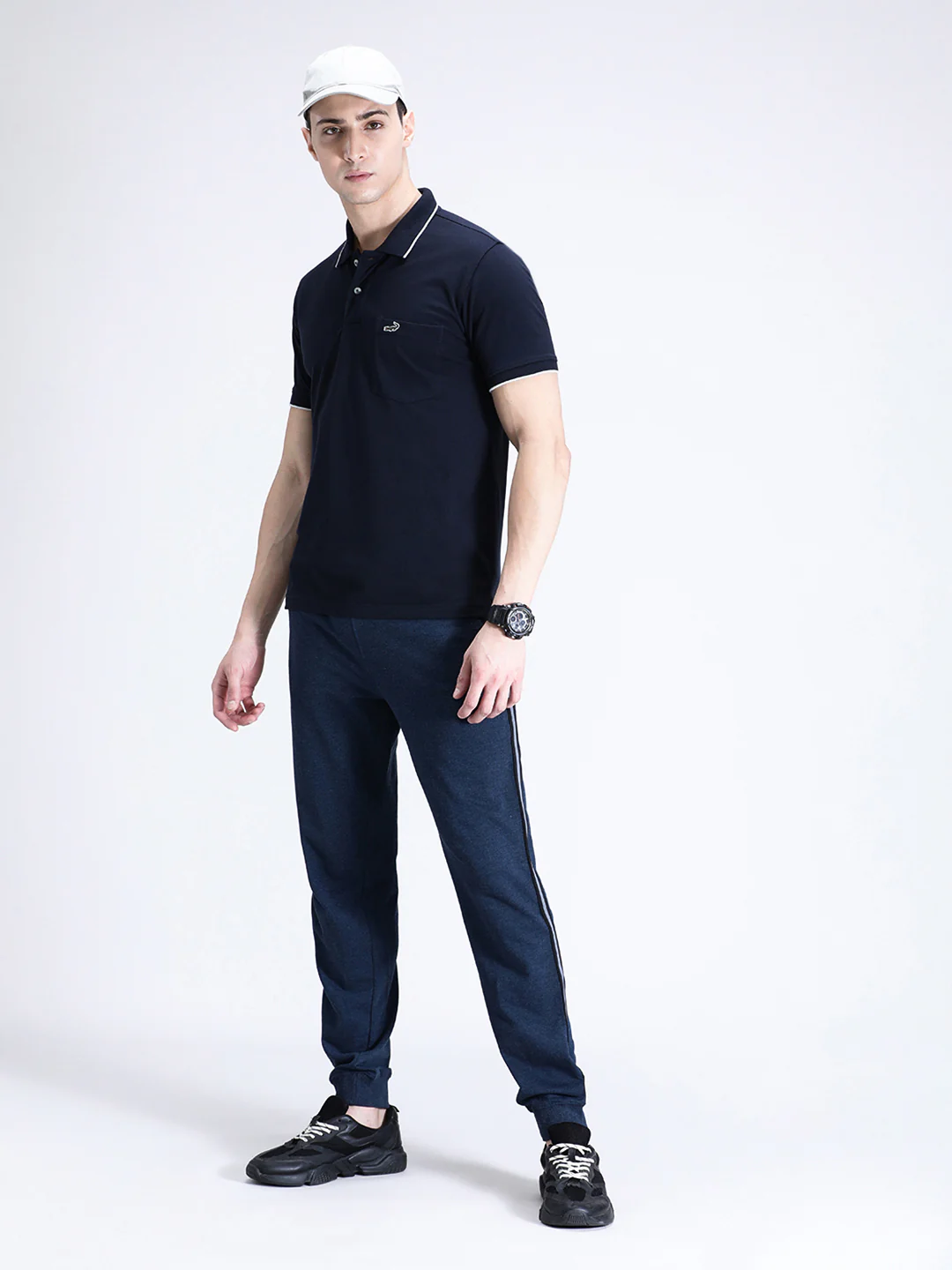 Solid Classic Fit Navy Melange Joggers