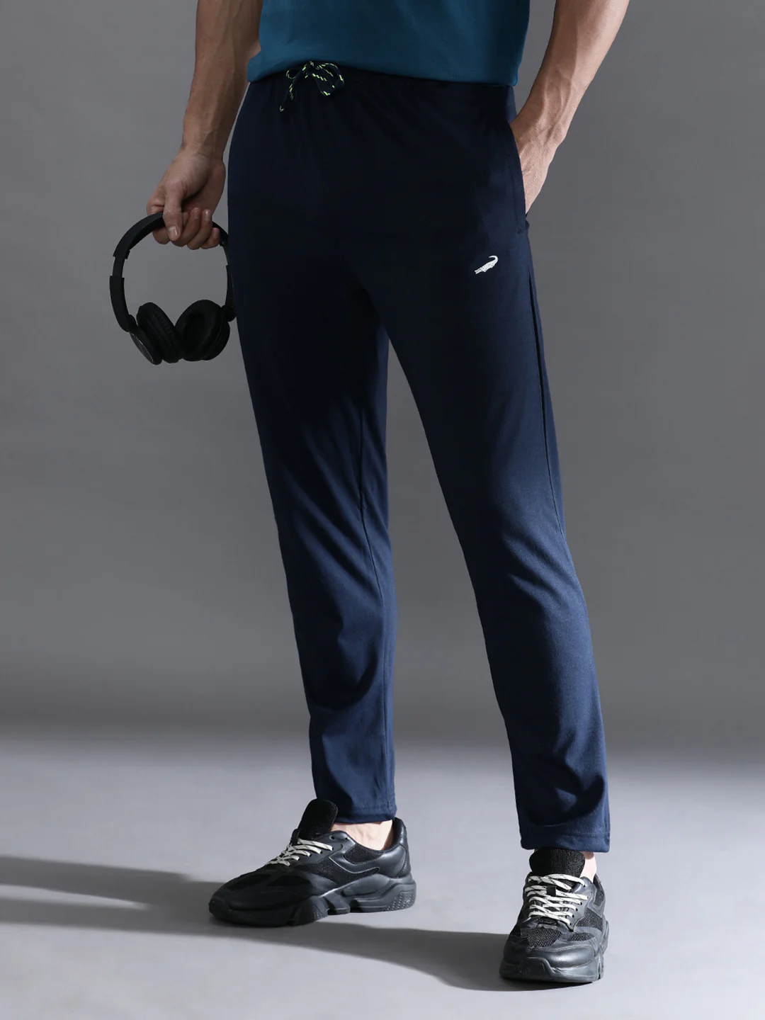 Solid Navy Regular Fit Track Pant
