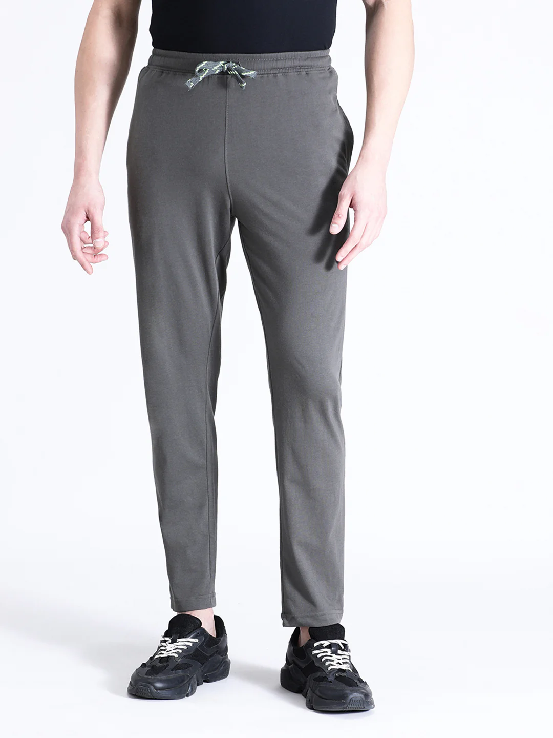 Solid Dark Olive Green Track Pant