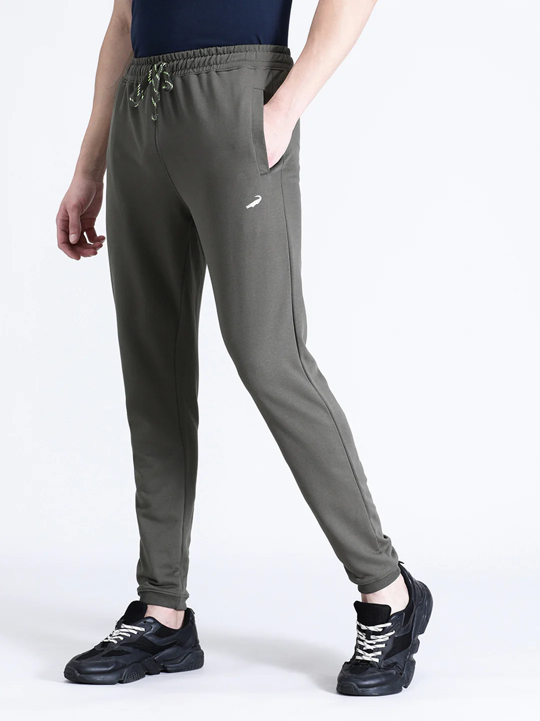 Solid Green Comfort Fit Joggers