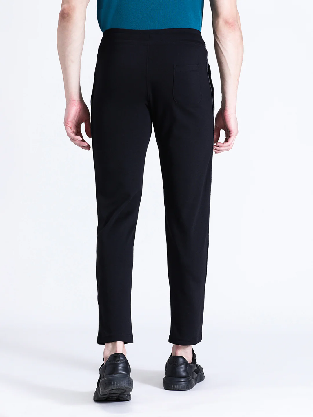 Solid Black Slim Fit Track Pant