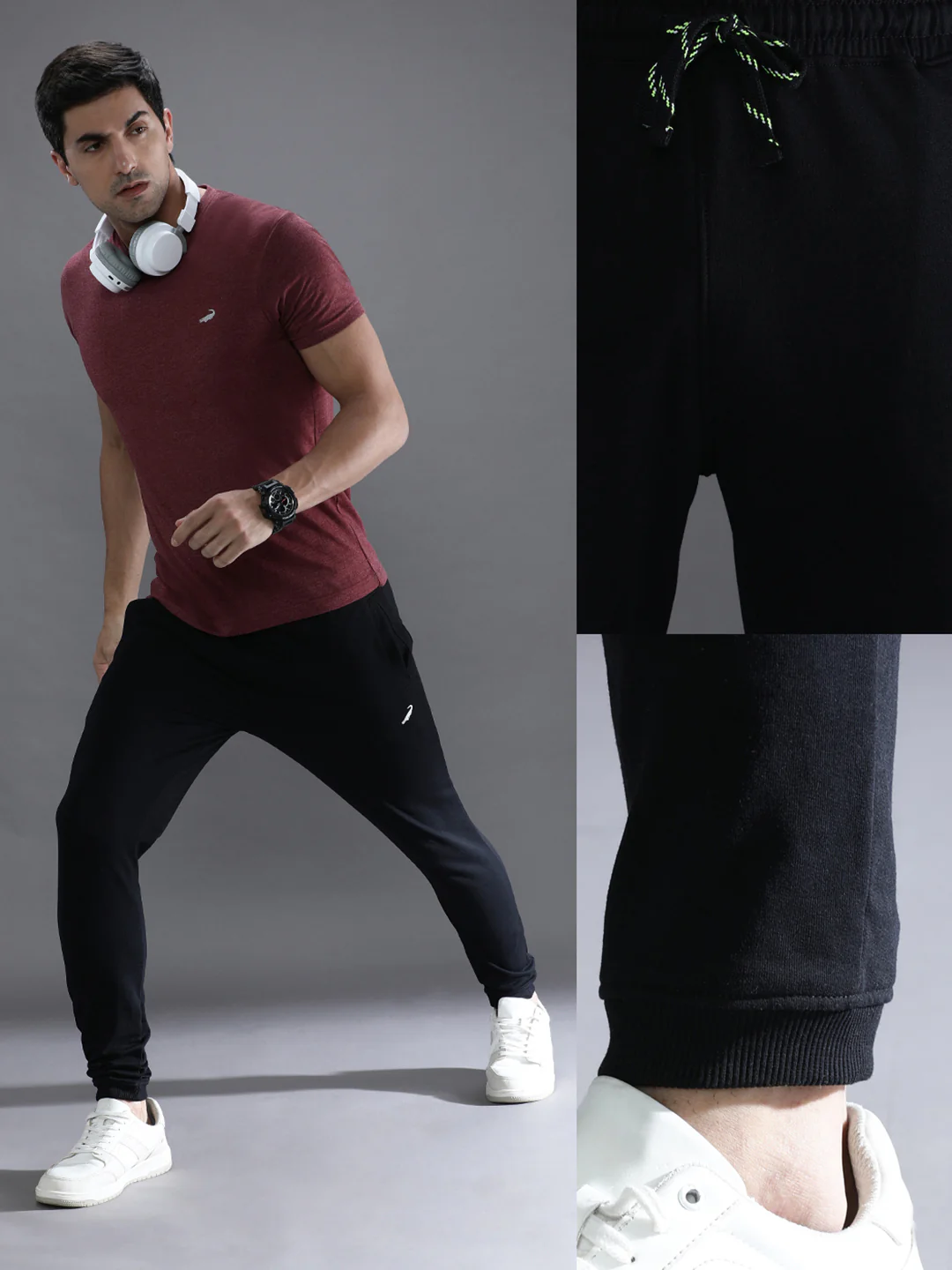 Solid Black Comfort Fit Joggers
