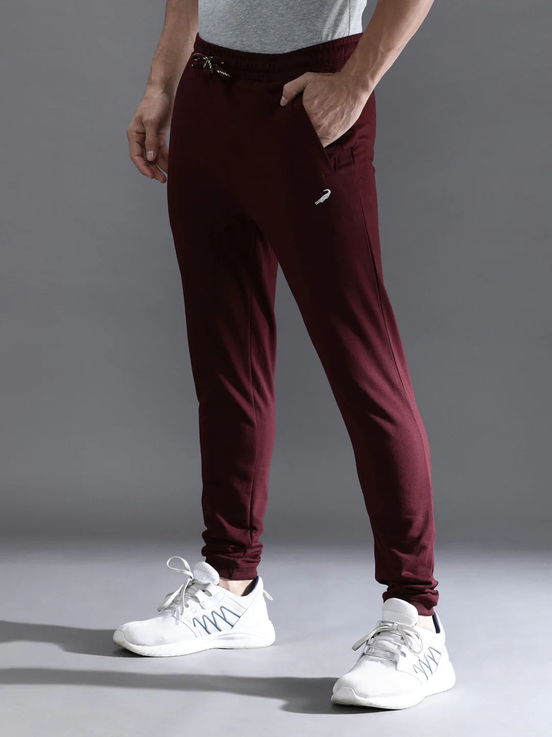 Wine Red Comfort Fit Solid Joggers