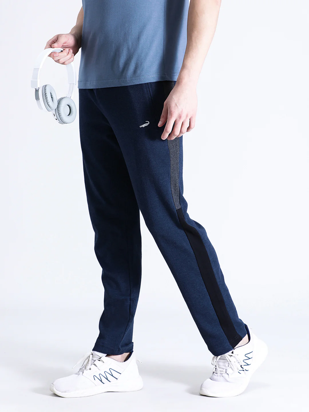 Solid Blue Slim Fit Track Pant