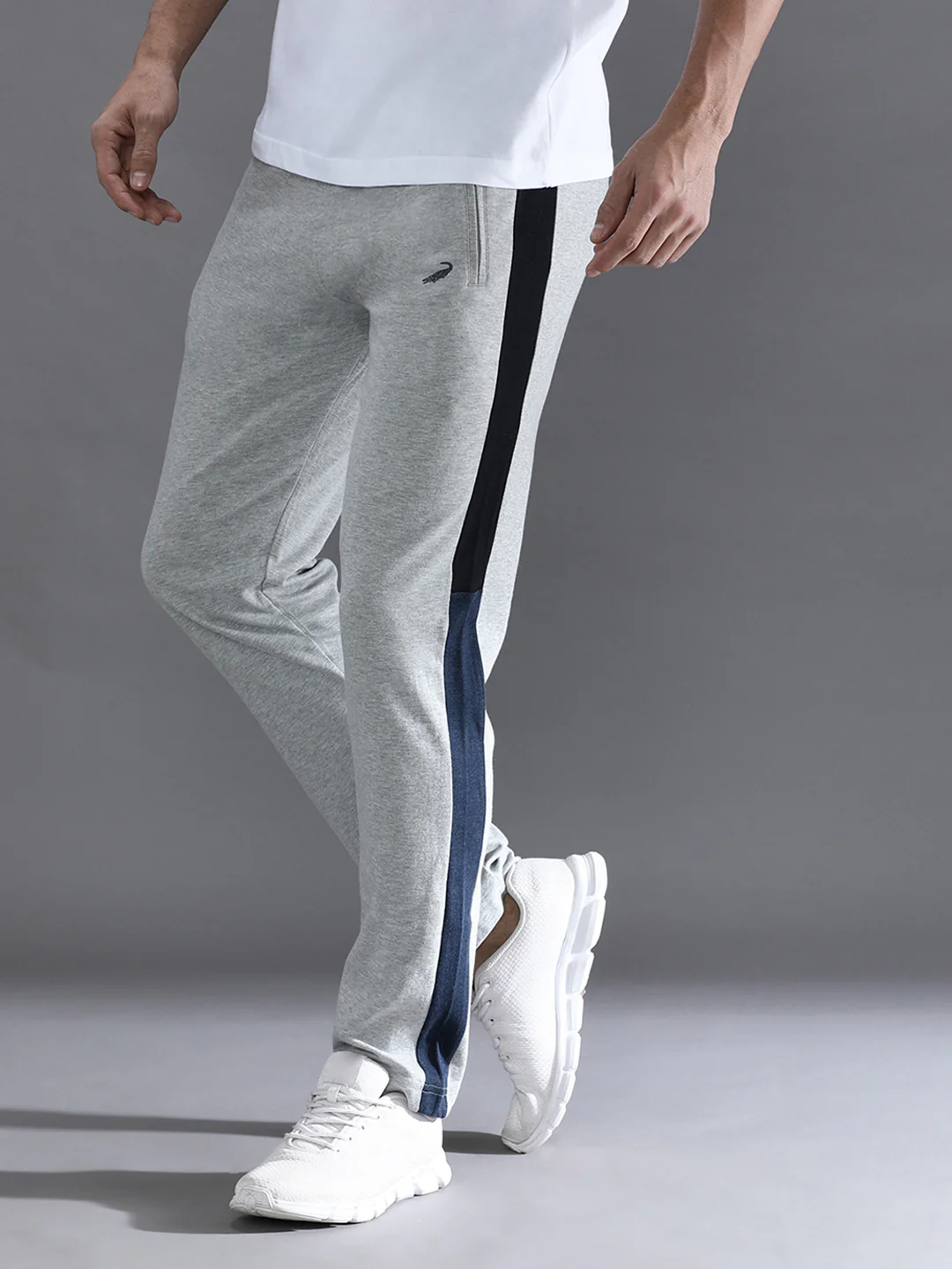 Solid Slim Fit Grey Track Pant