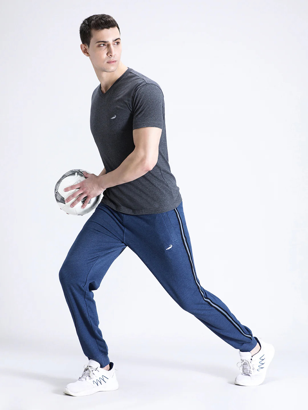 Solid Classic Fit Blue Joggers