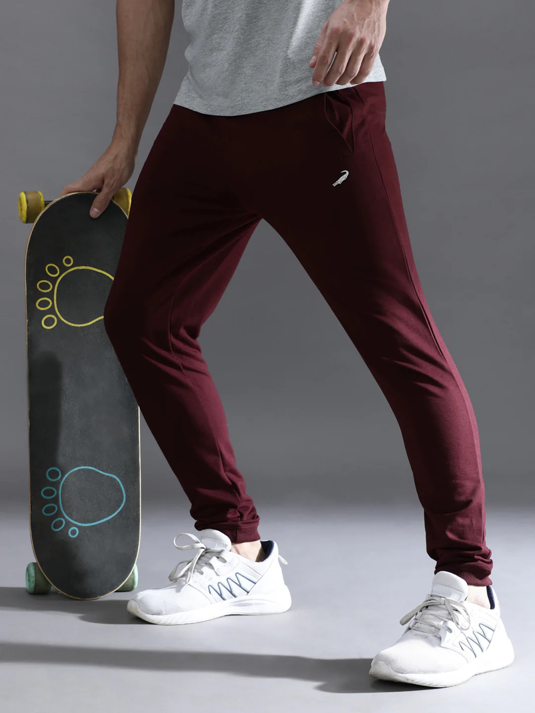 Wine Red Comfort Fit Solid Joggers