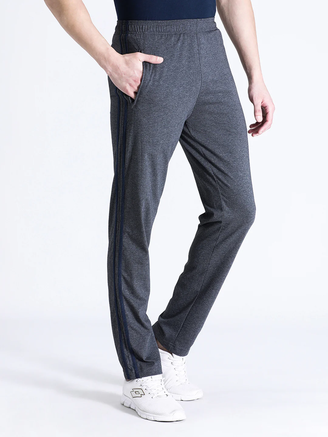 Solid Slim Fit Charcoal Grey Track Pant