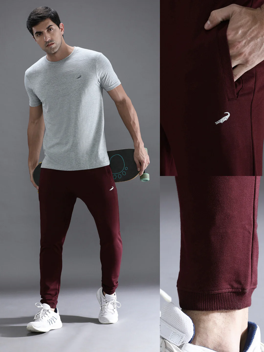 Wine Red Comfort Fit Solid Joggers