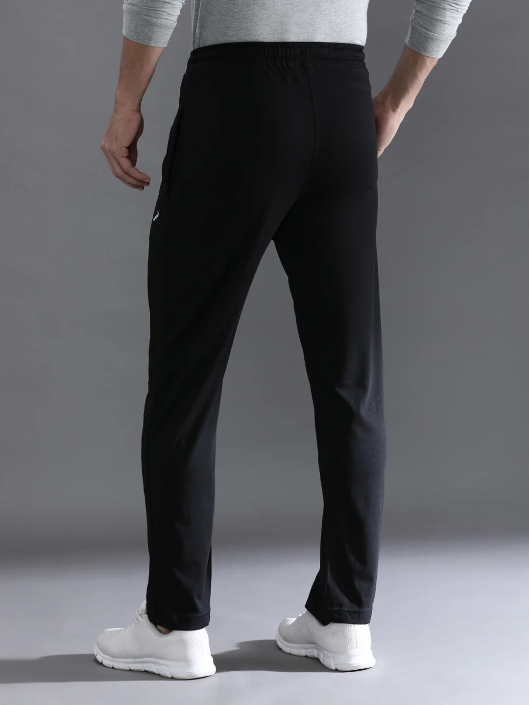 Solid Black Regular Fit Track Pant