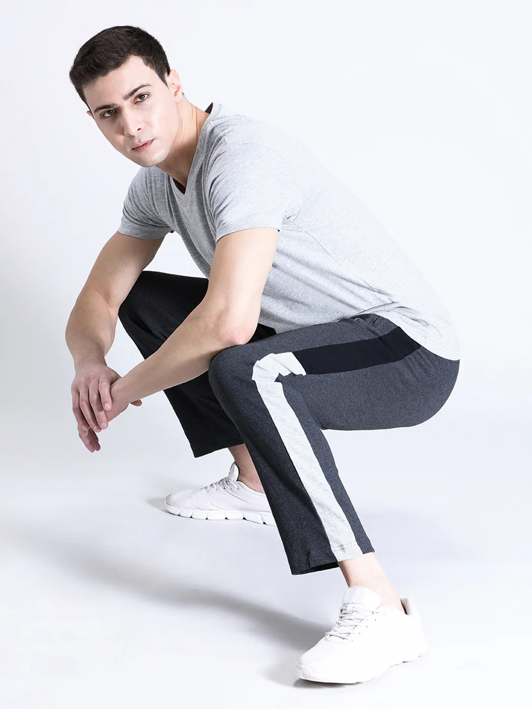 Solid Slim Fit Charcoal Grey Track Pant