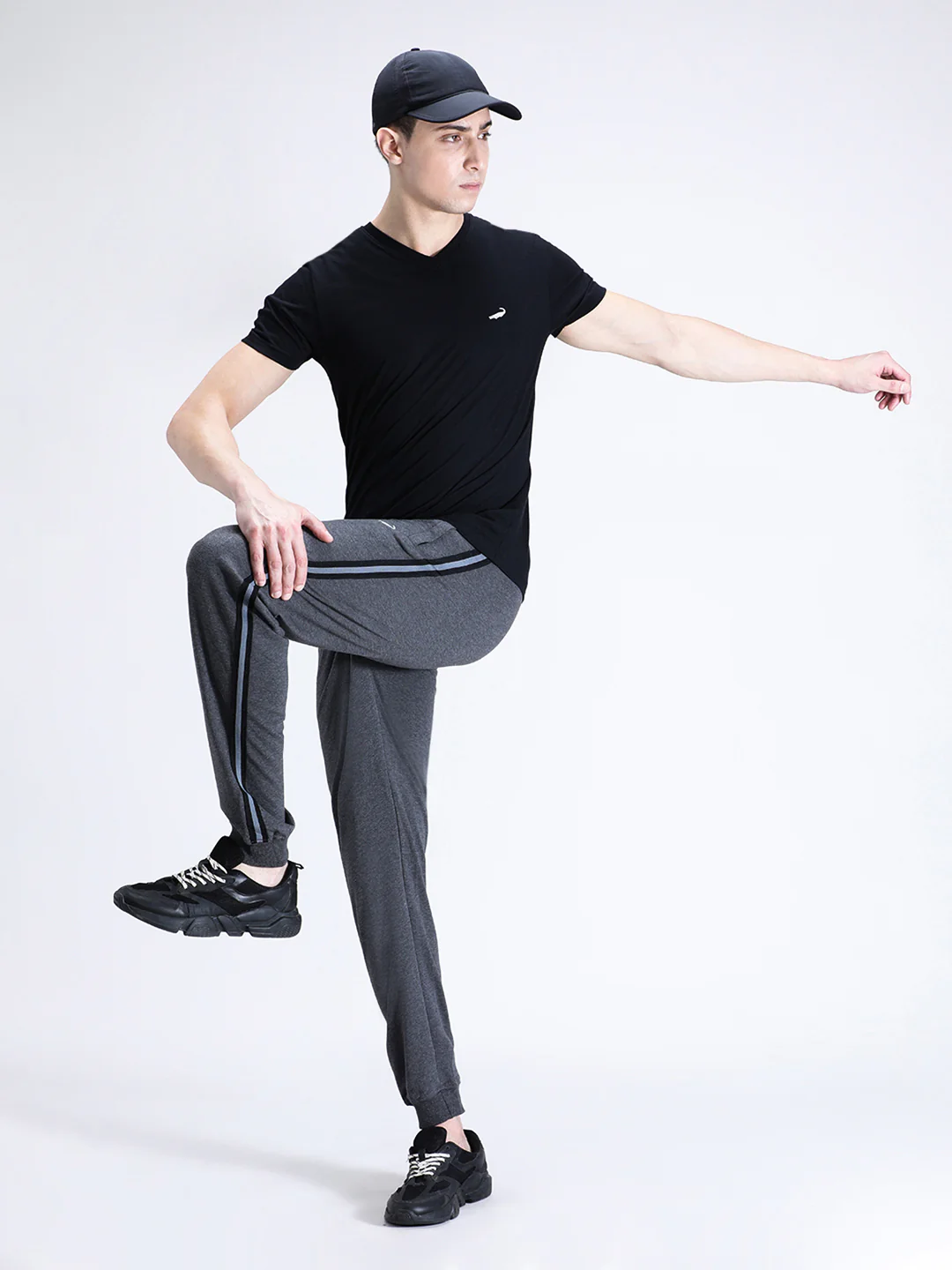 Solid Charcoal Grey Classic Fit Joggers
