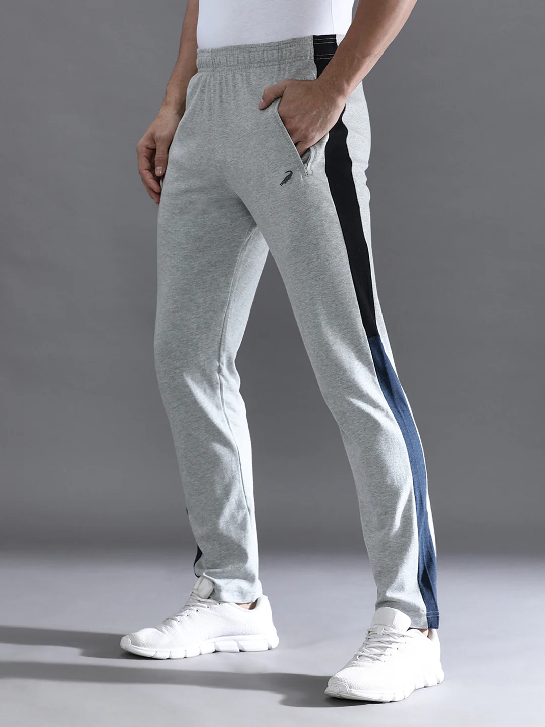 Solid Slim Fit Grey Track Pant