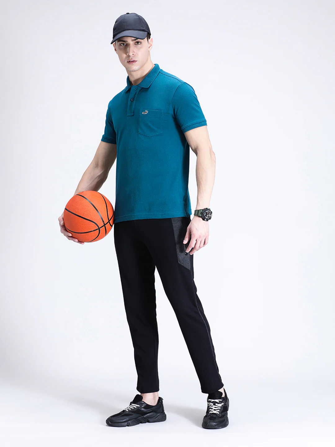 Solid Black Slim Fit Track Pant