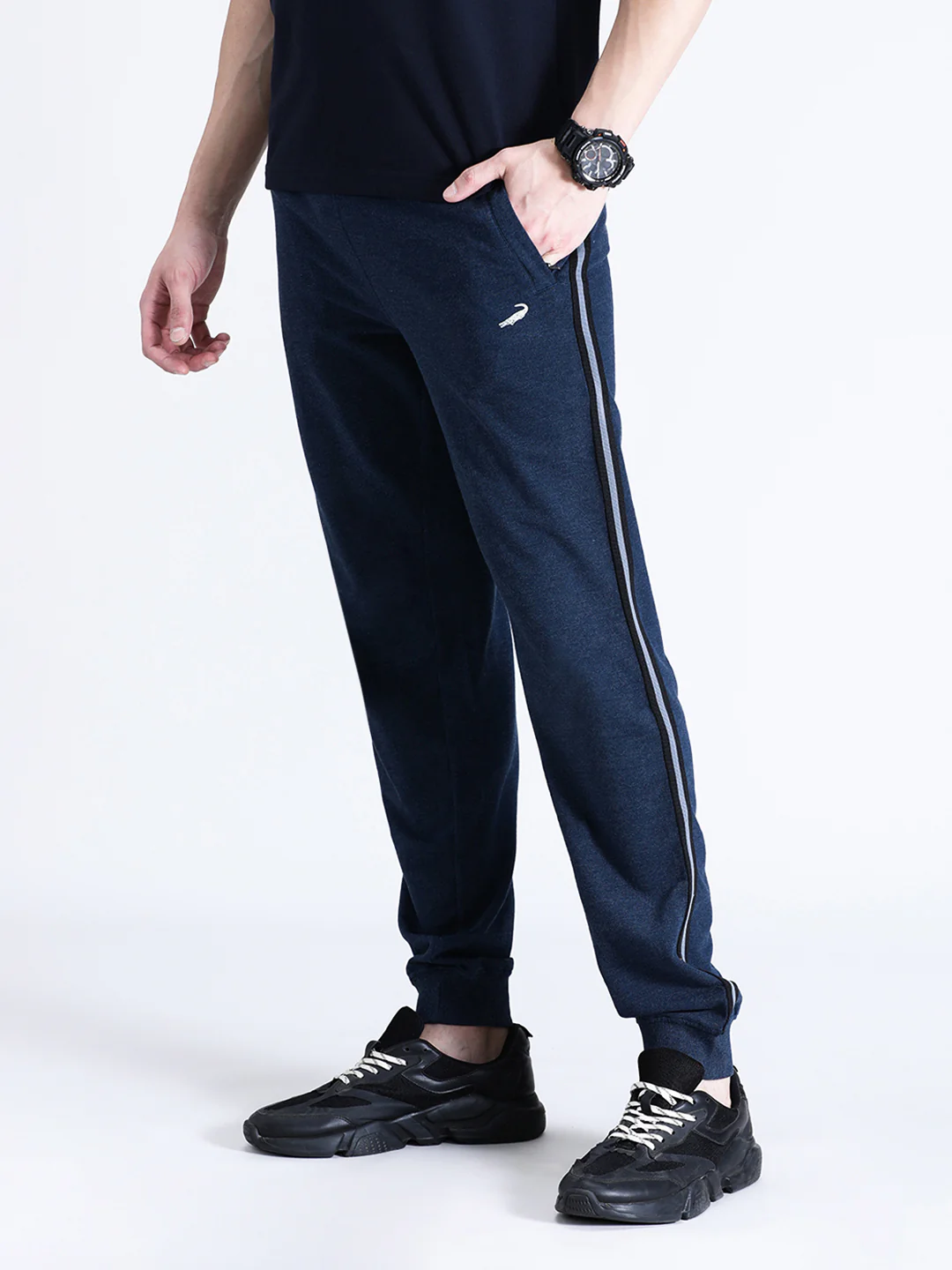 Solid Classic Fit Navy Melange Joggers