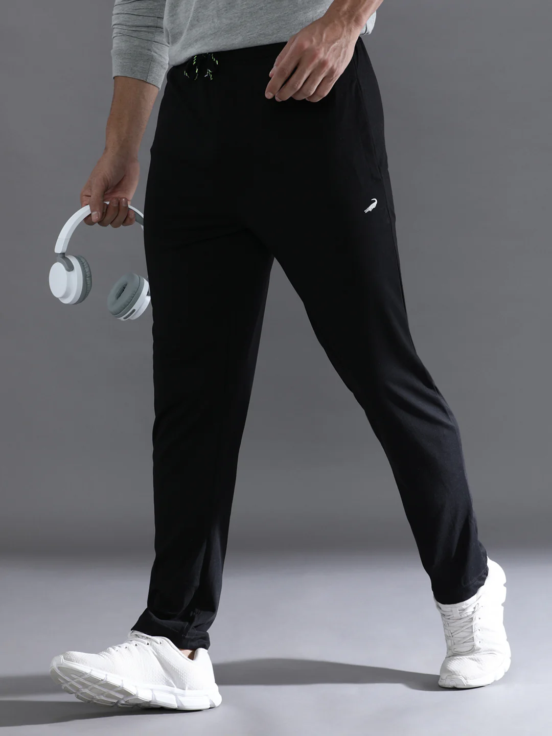 Solid Black Regular Fit Track Pant