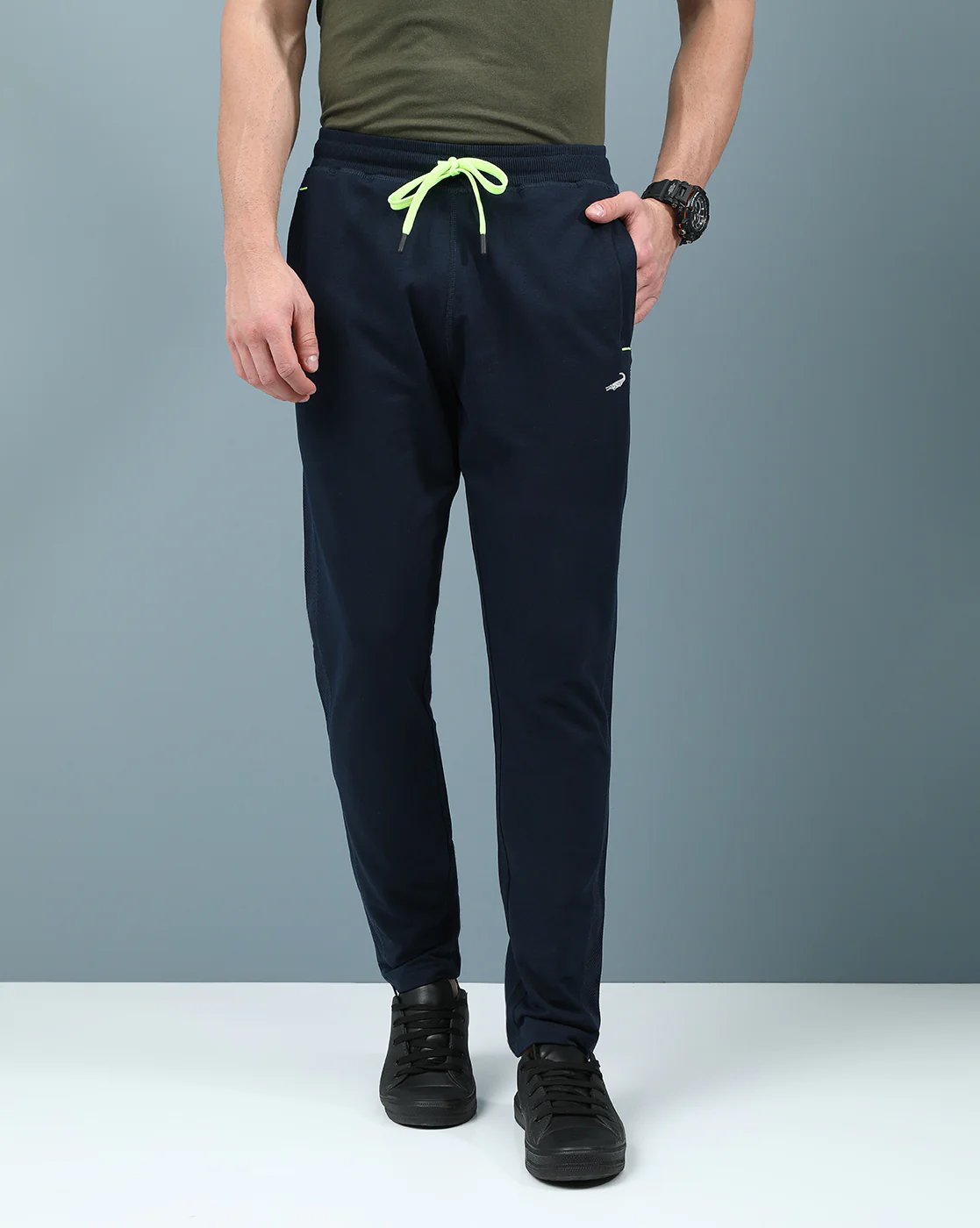 Slim Fit Track Pants in Flexible Navy