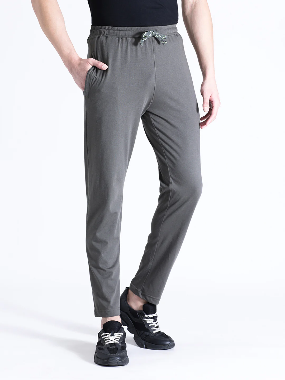 Solid Dark Olive Green Track Pant