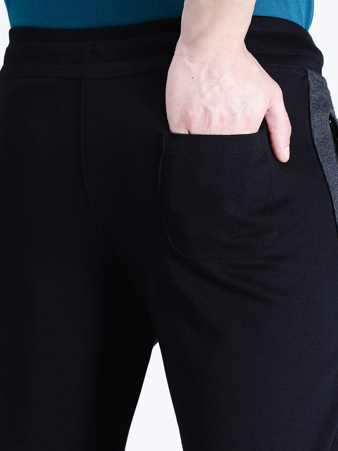 Solid Black Slim Fit Track Pant