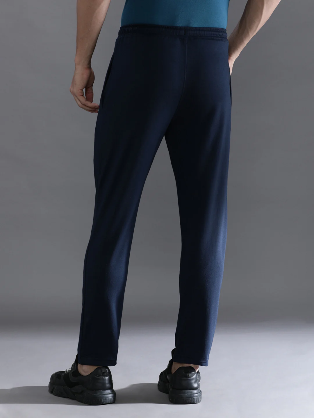 Solid Navy Regular Fit Track Pant