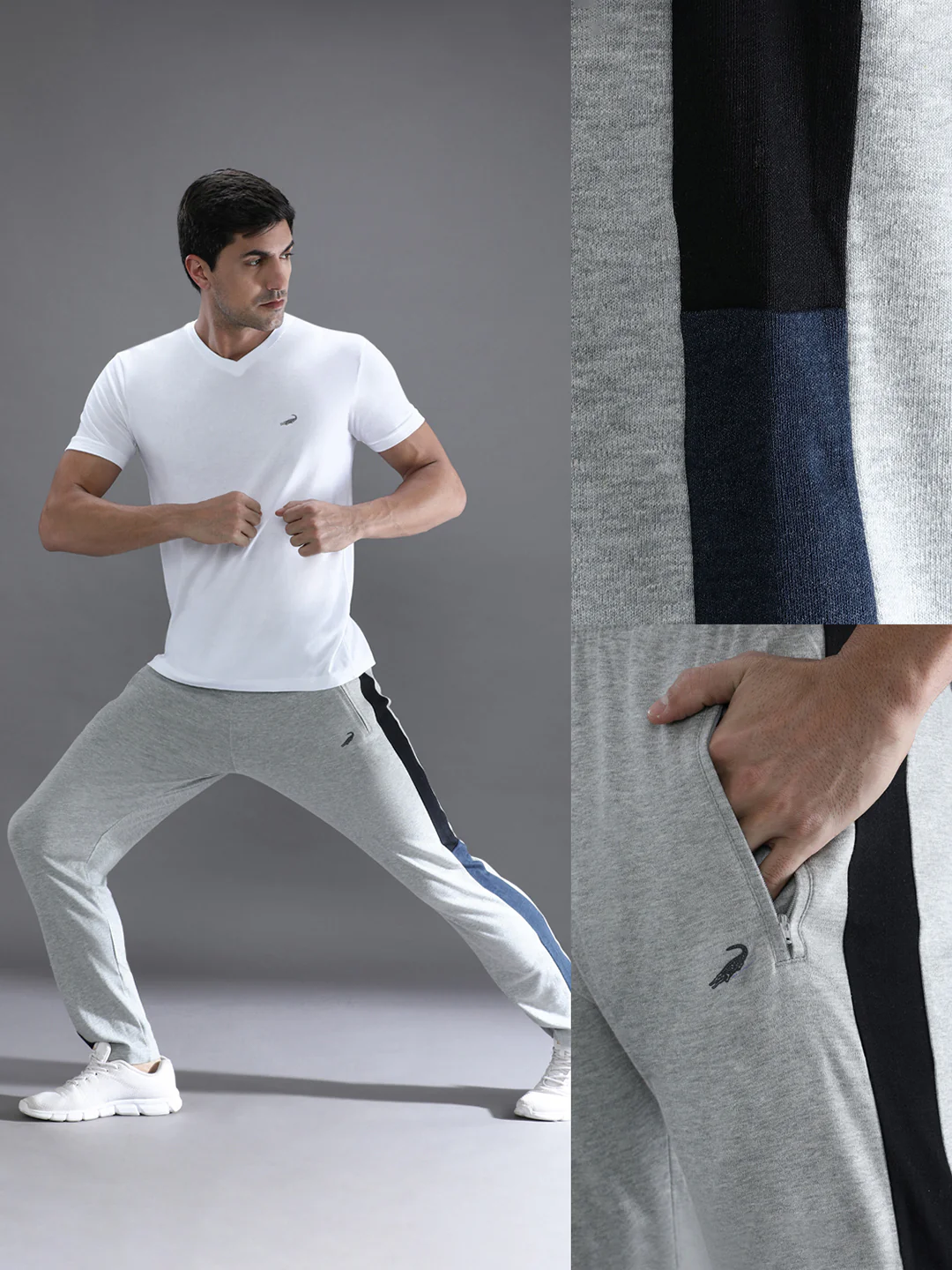 Solid Slim Fit Grey Track Pant