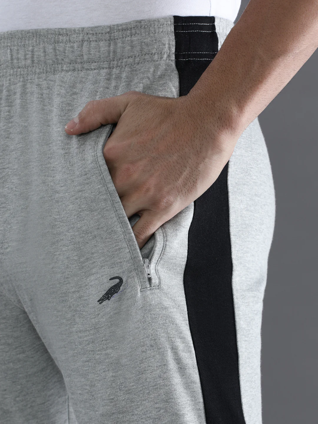 Solid Slim Fit Grey Track Pant