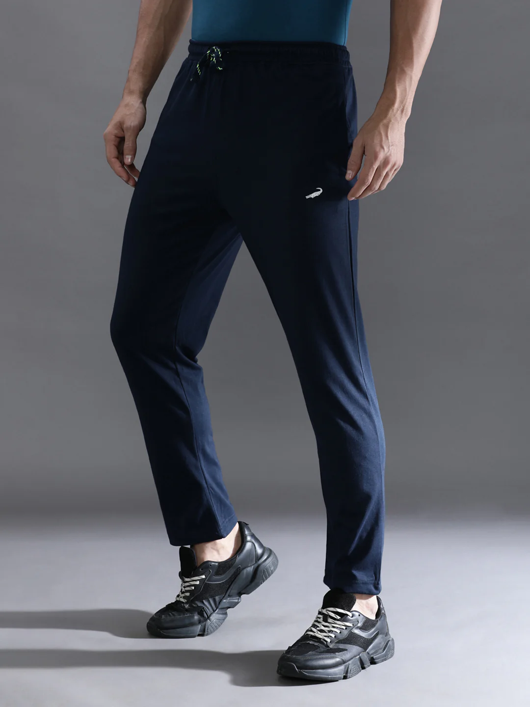 Solid Navy Regular Fit Track Pant