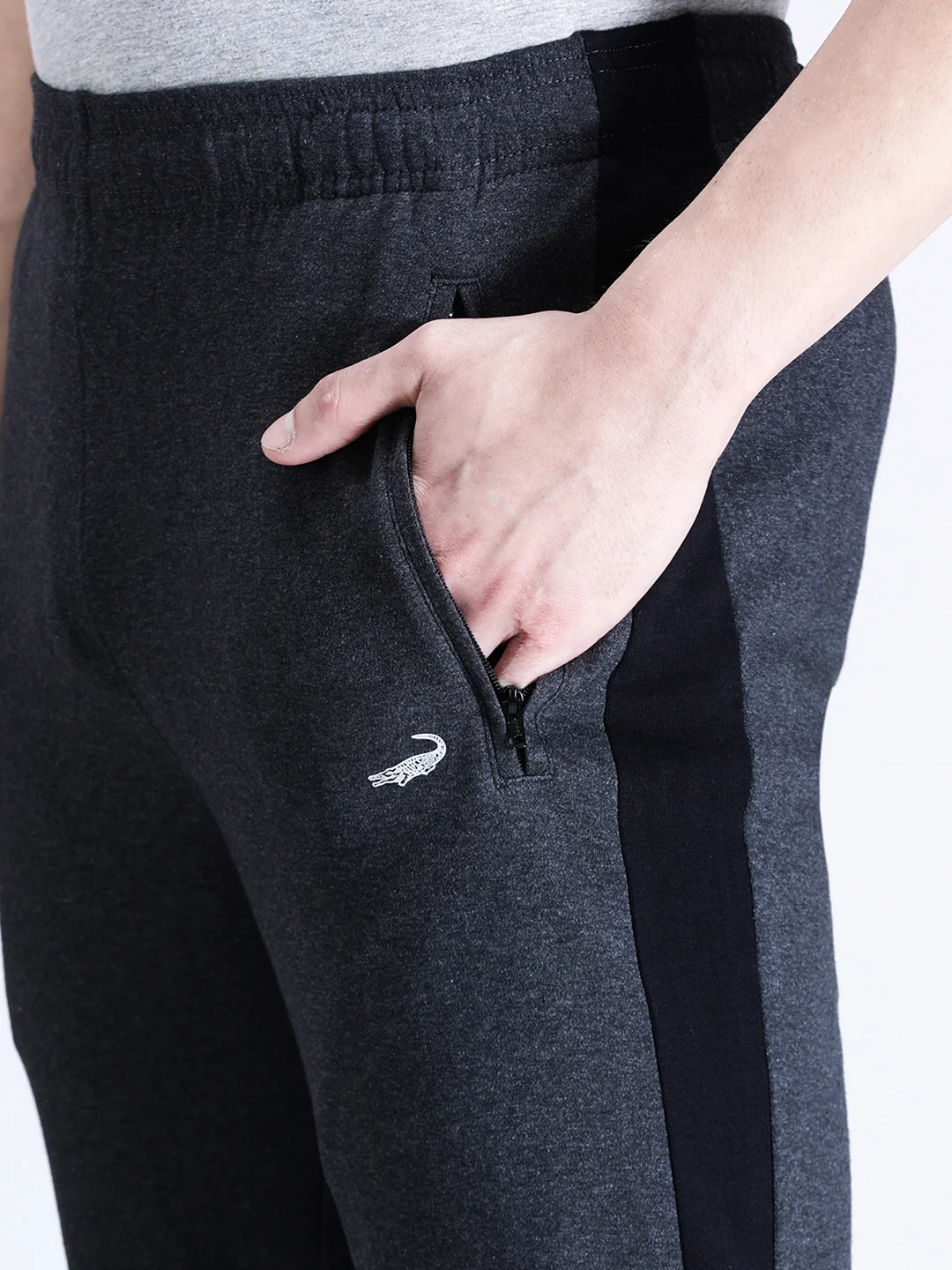 Solid Slim Fit Charcoal Grey Track Pant