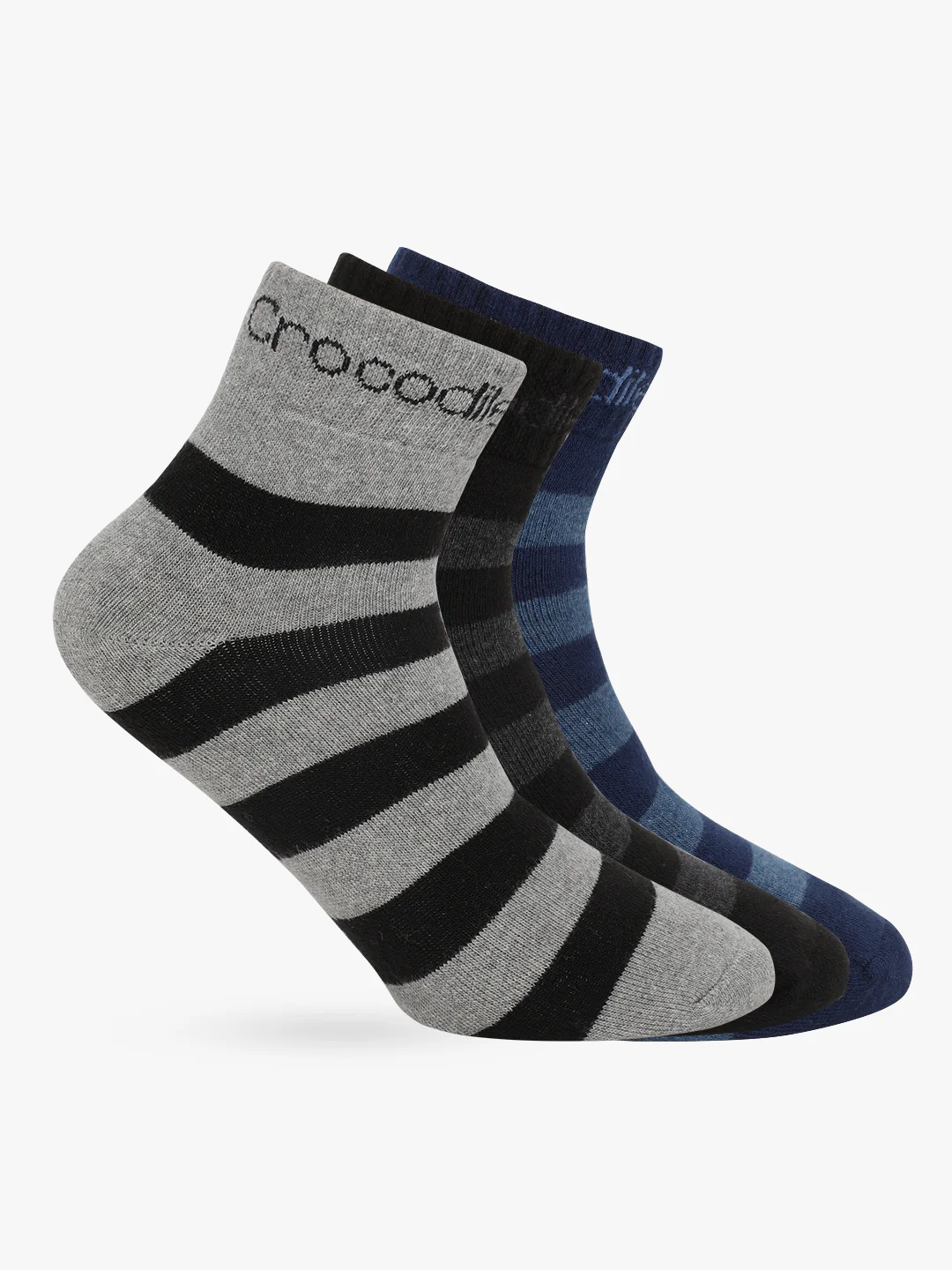 Striped Cotton Terry Stretch Ankle Length Socks