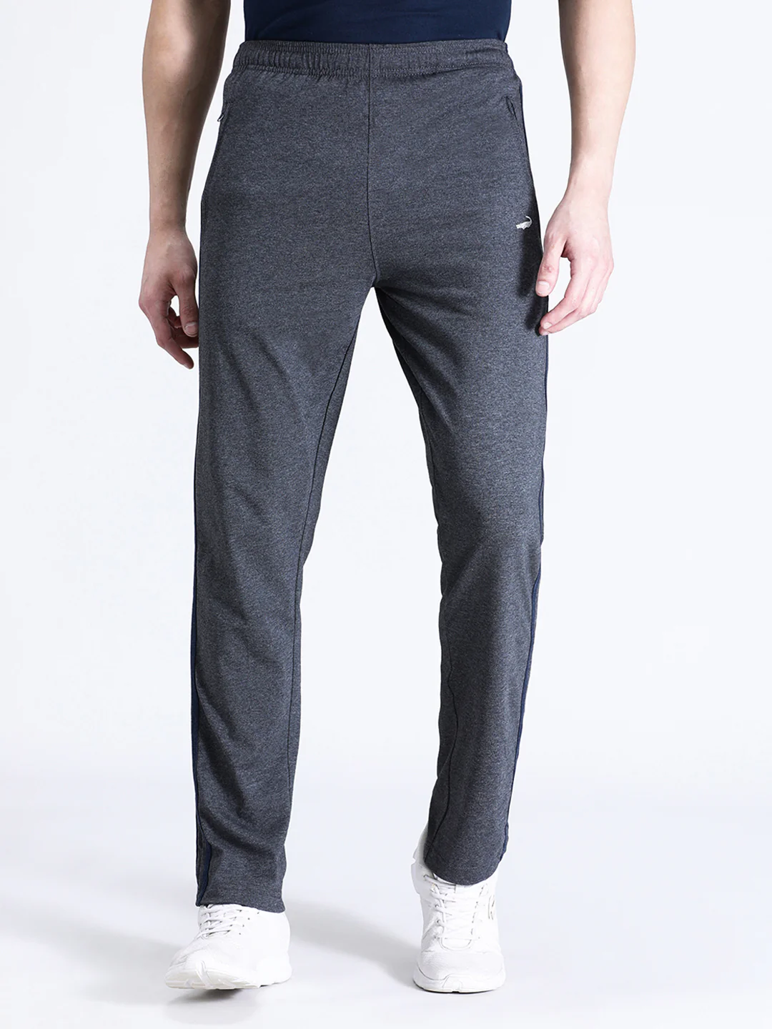 Solid Slim Fit Charcoal Grey Track Pant