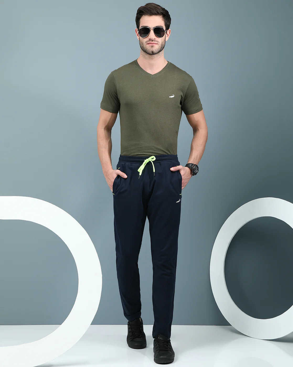 Slim Fit Track Pants in Flexible Navy