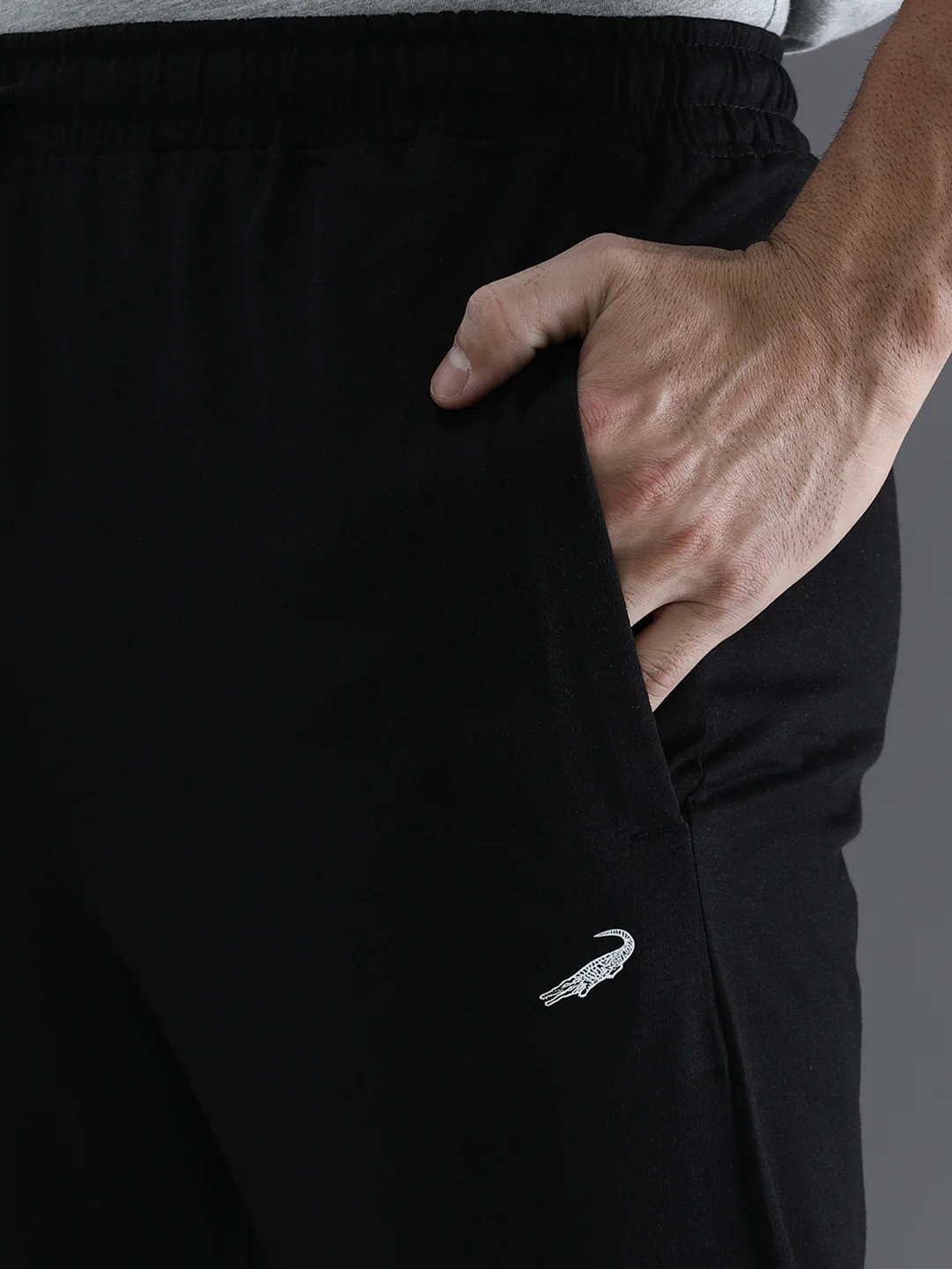 Solid Black Regular Fit Track Pant