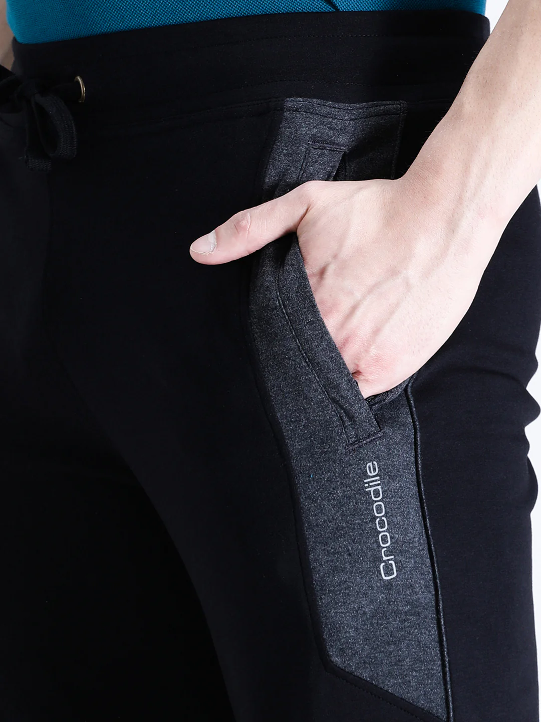 Solid Black Slim Fit Track Pant
