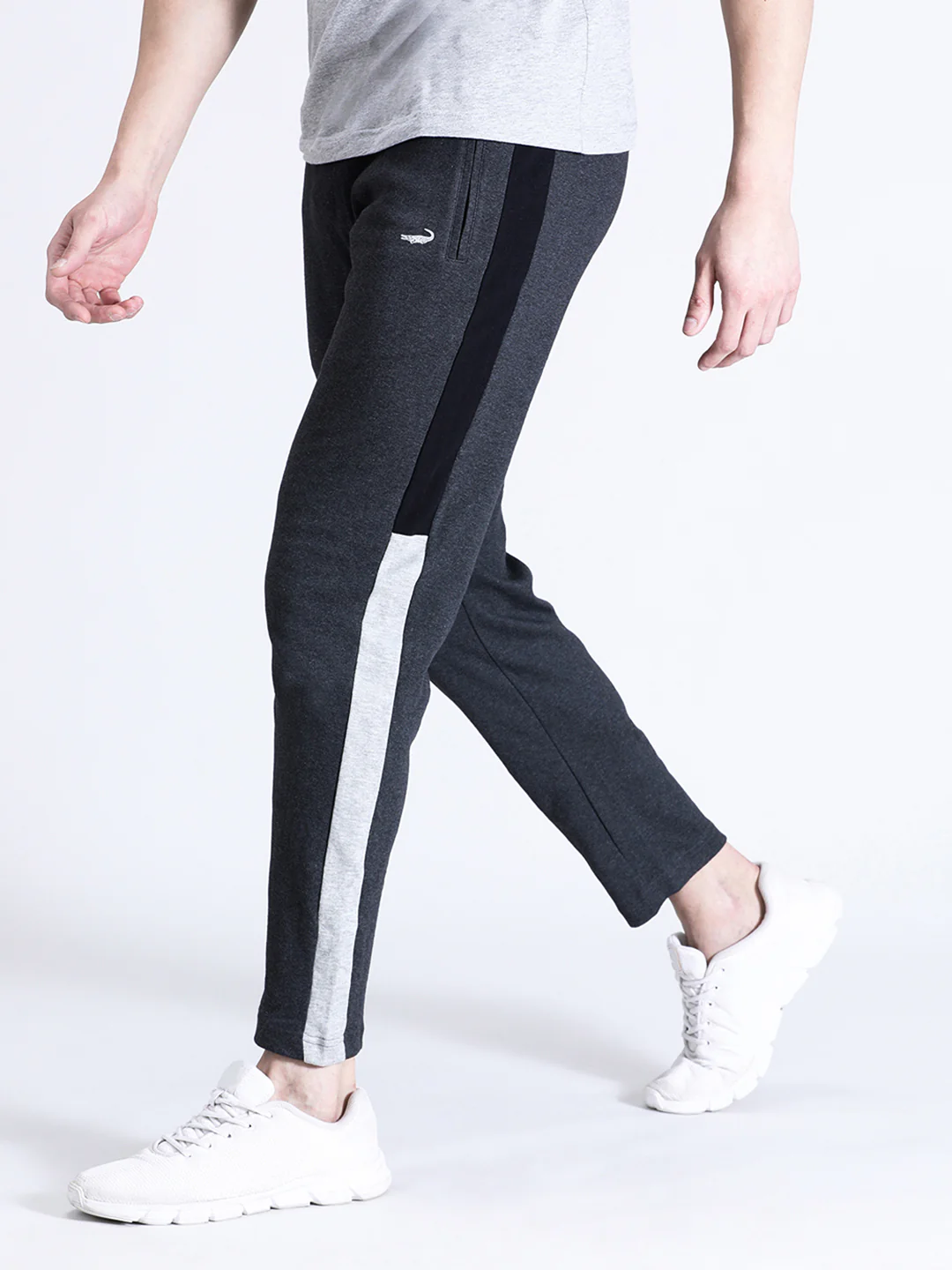 Solid Slim Fit Charcoal Grey Track Pant
