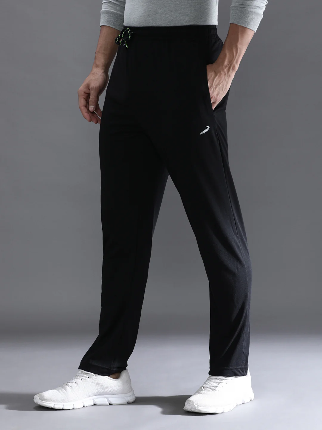 Solid Black Regular Fit Track Pant