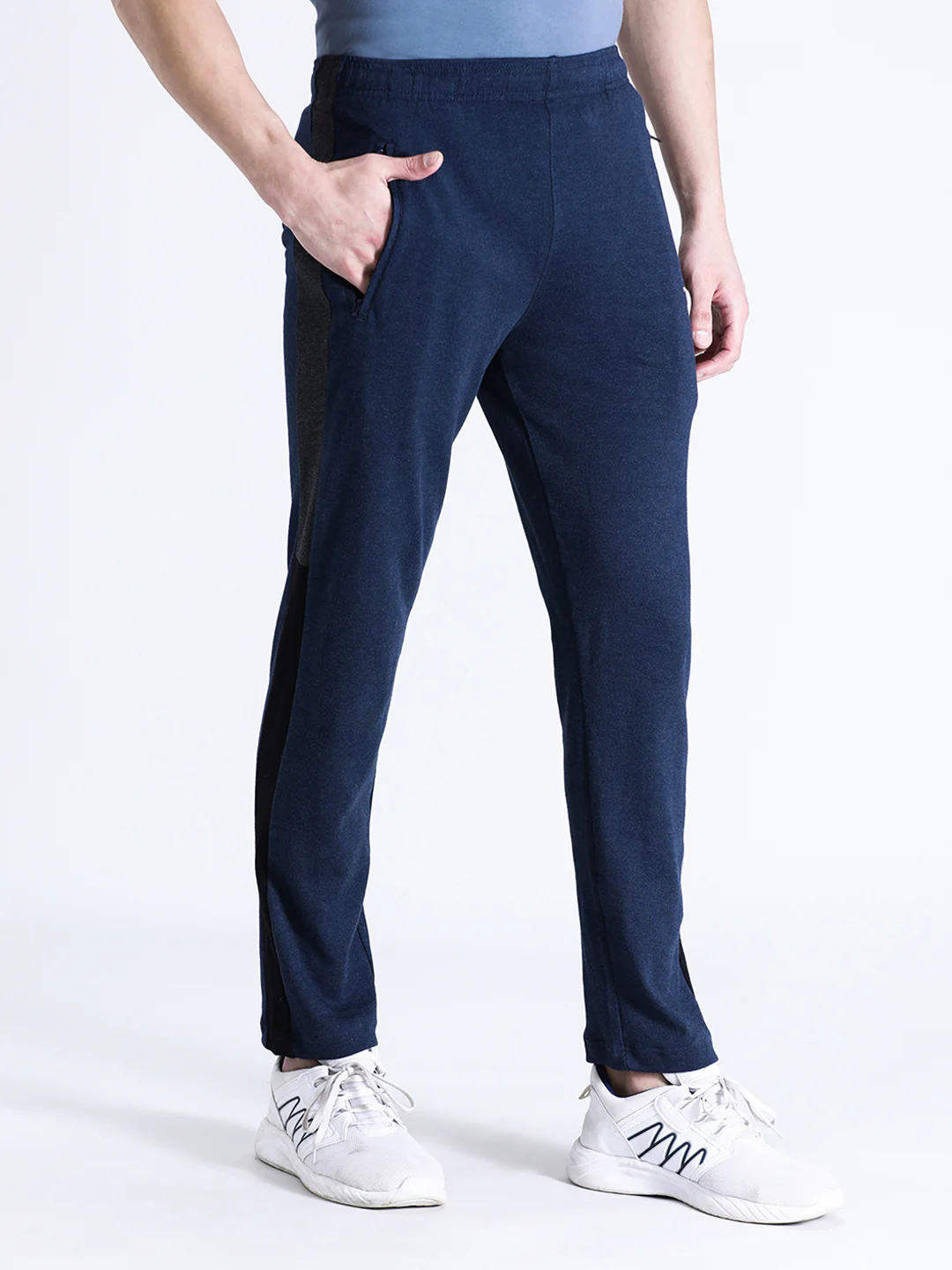 Solid Blue Slim Fit Track Pant